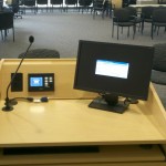 Orange County Community College Podium with extron controller and shure gooseneck mic